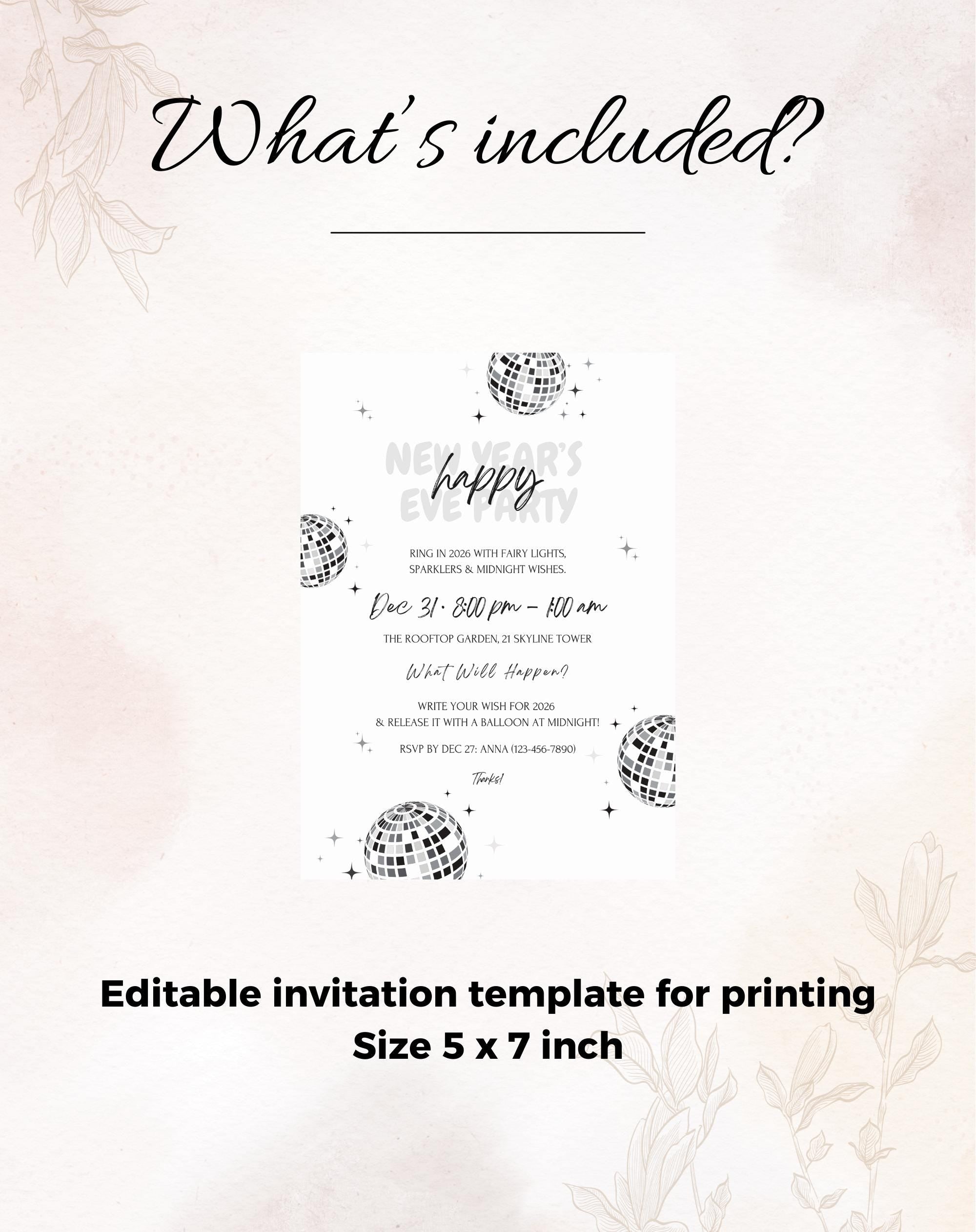 Silver Disco New Year Invitation