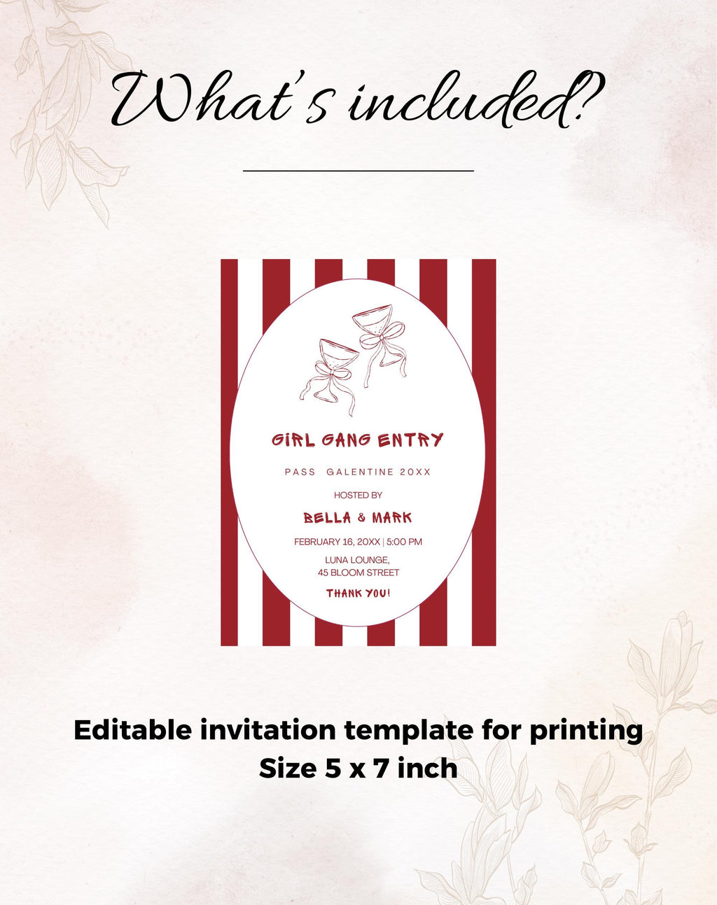 Galentine Girl Gang Entry Valentine Party Invitation