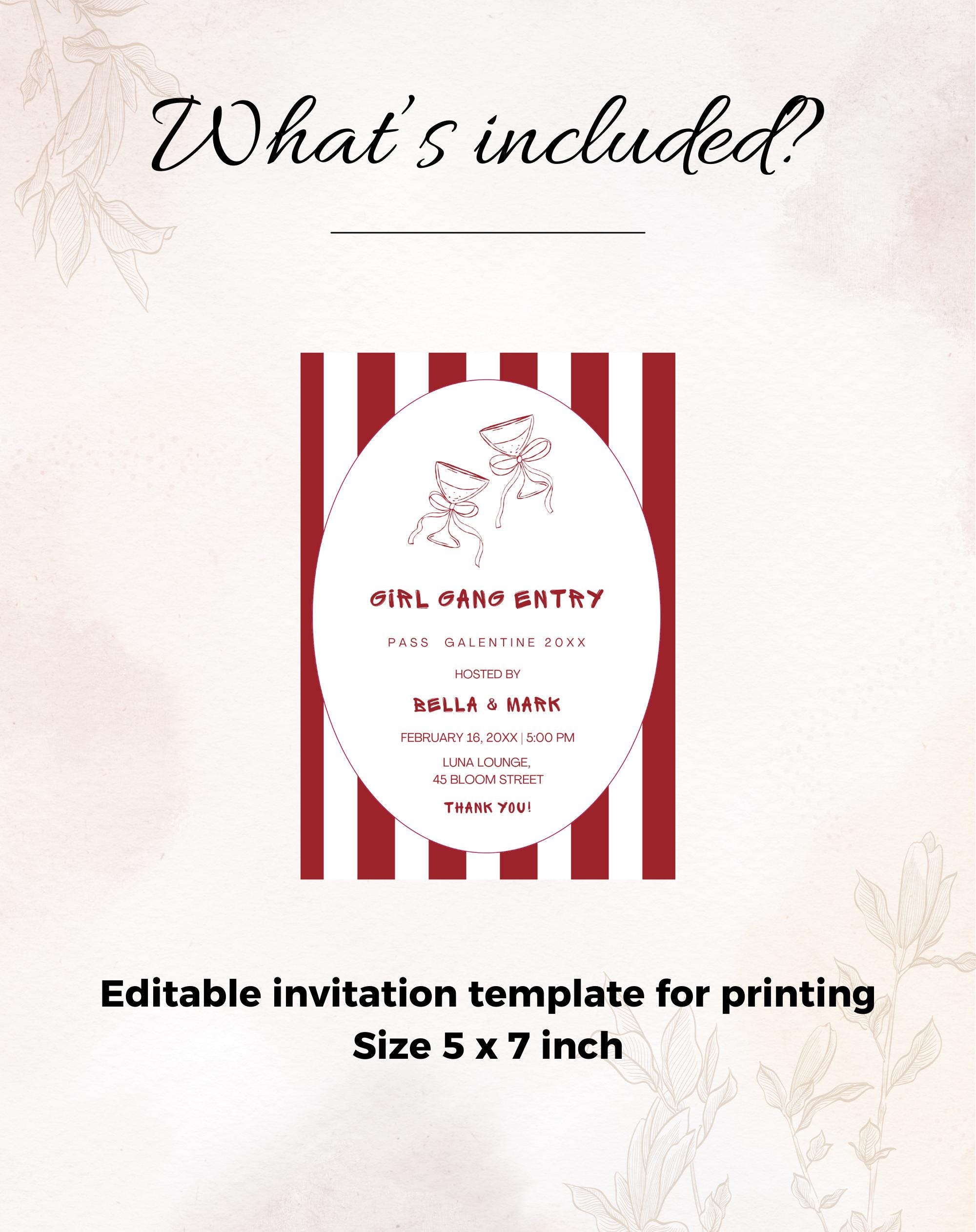 Galentine Girl Gang Entry Valentine Party Invitation
