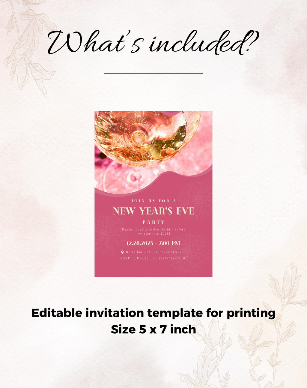 Pink Champagne New Year’s Eve Invitation