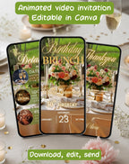 Birthday Brunch Floral Invitation E-vite - editable digital template