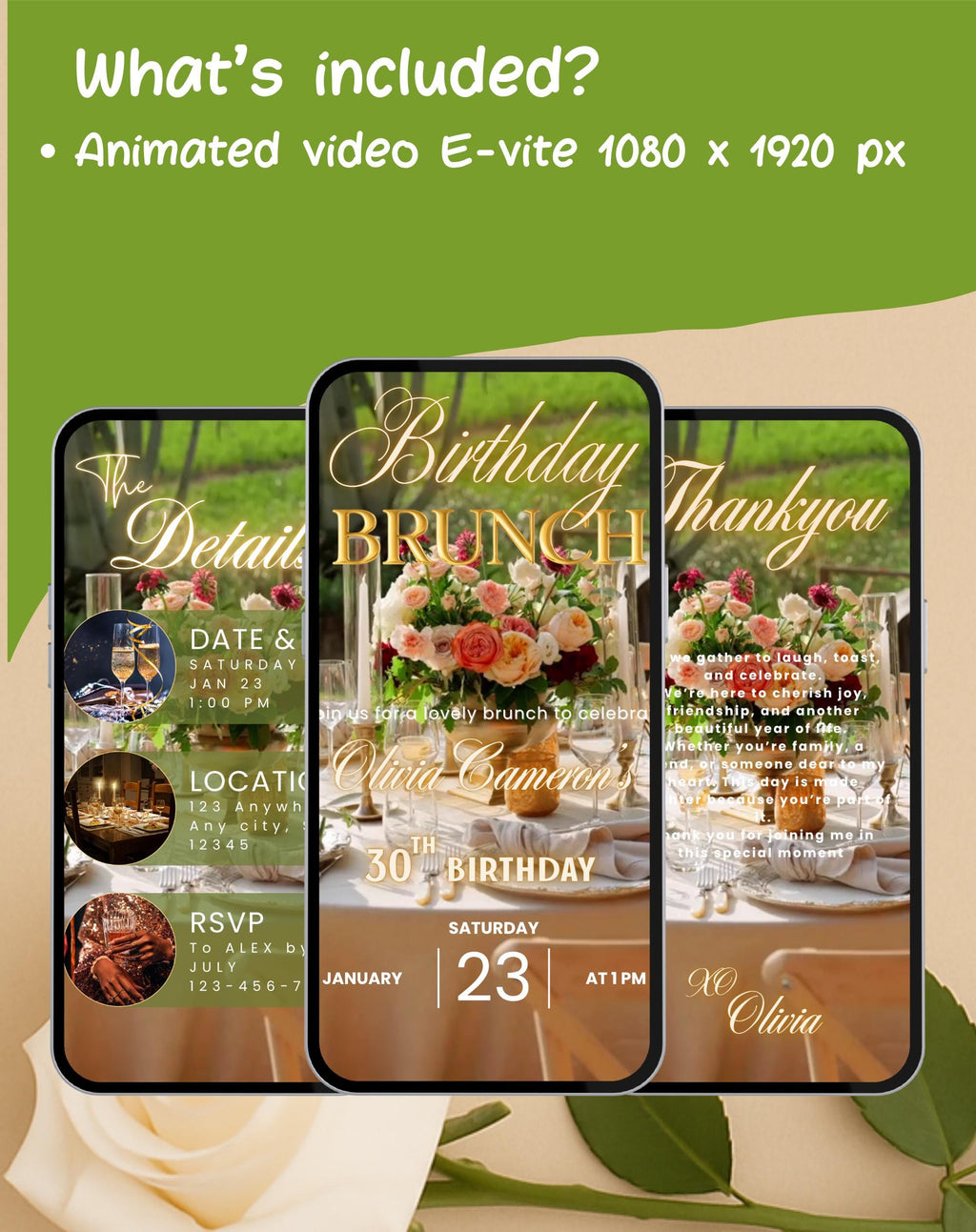 Birthday Brunch Floral Invitation E-vite - additional gallery view