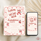 Blush Red Dancing Santa Christmas Invitation - editable Canva template gallery image