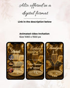 Birthday Champagne Brunch Gold/Black Neon Invitation