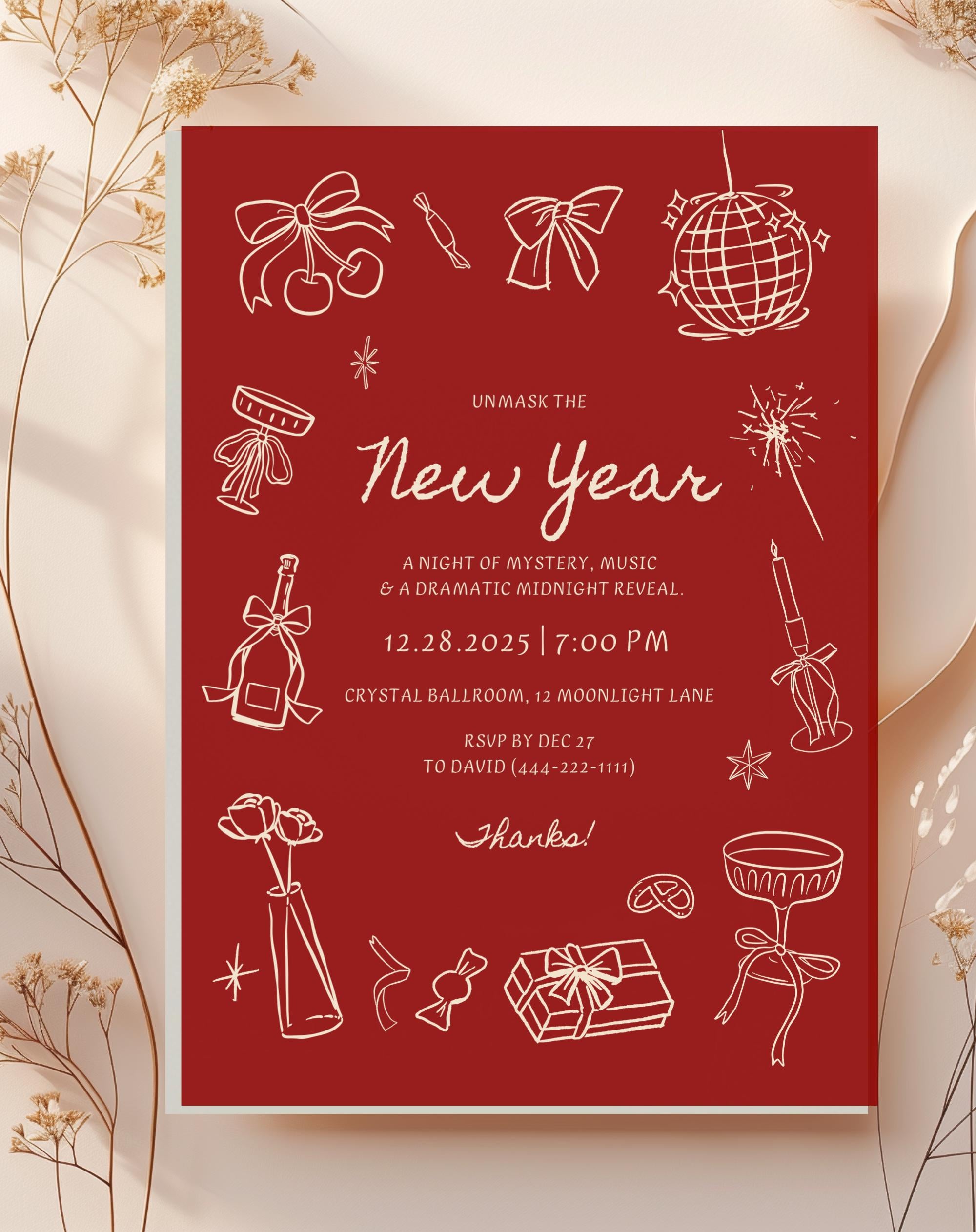 Red New Year’s Eve Invitation