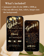 60th Black/Gold Surprise Birthday Invitation