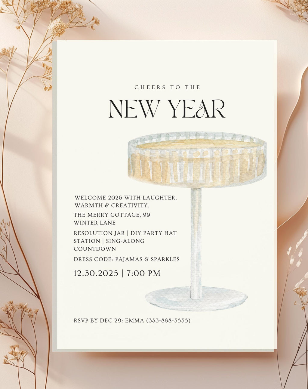 Champagne New Year Invitation