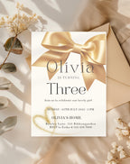Gold Bow Birthday Invitation
