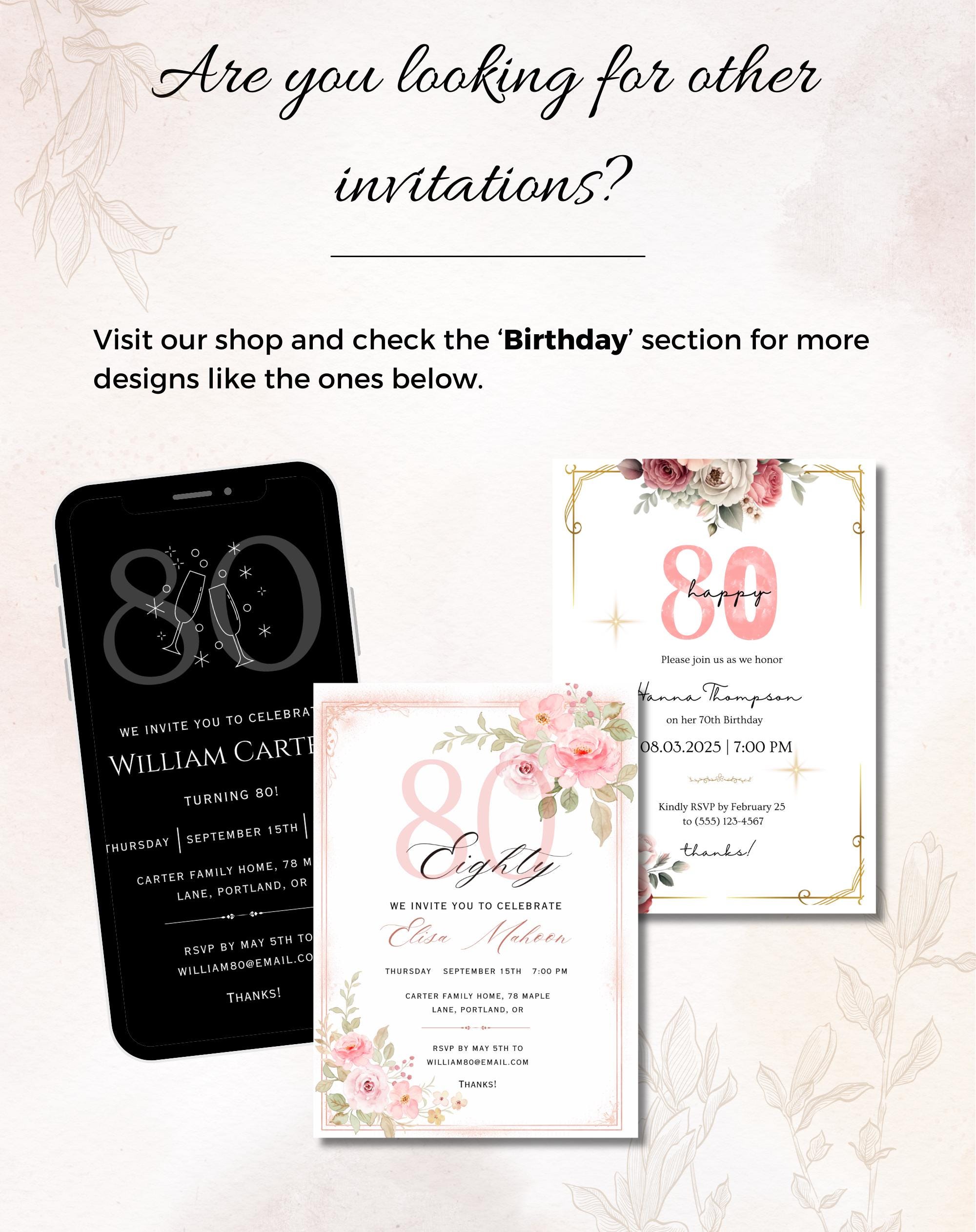 80th Birthday Modern Photo Invitation