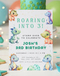 Dinosaur Colorful Pastel Birthday Invitation