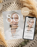 80th Birthday Modern Photo Invitation