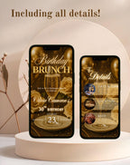 Gold Birthday Brunch Animated Invitation (E-vite)