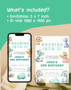 Dinosaur Colorful Pastel Birthday Invitation