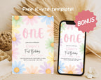 Pastel Floral Daisy First Birthday Invitation