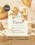 Gold Bow Birthday Invitation