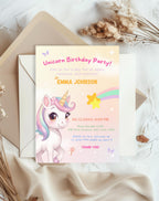 Unicorn Multicolor Birthday Invitation
