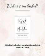 Black & White New Year Drinks Invitation