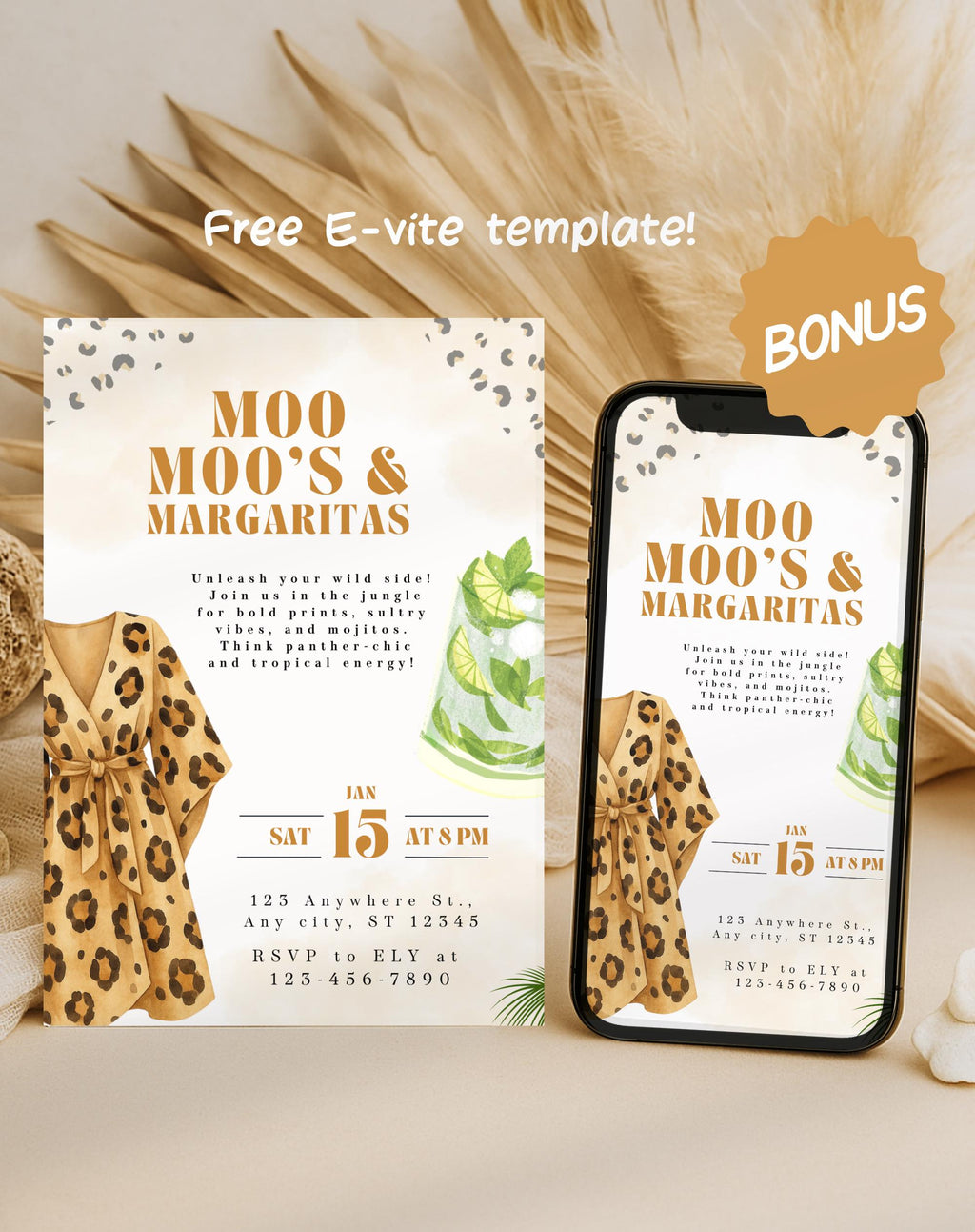 Leopard Print Girls Night Birthday Invitation