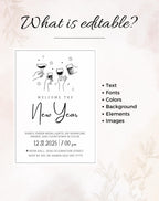 Black & White New Year Drinks Invitation