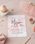 First Birthday Blush Pink Bow Invitation