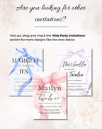 Gold Sheer Bow Birthday Party Invitation