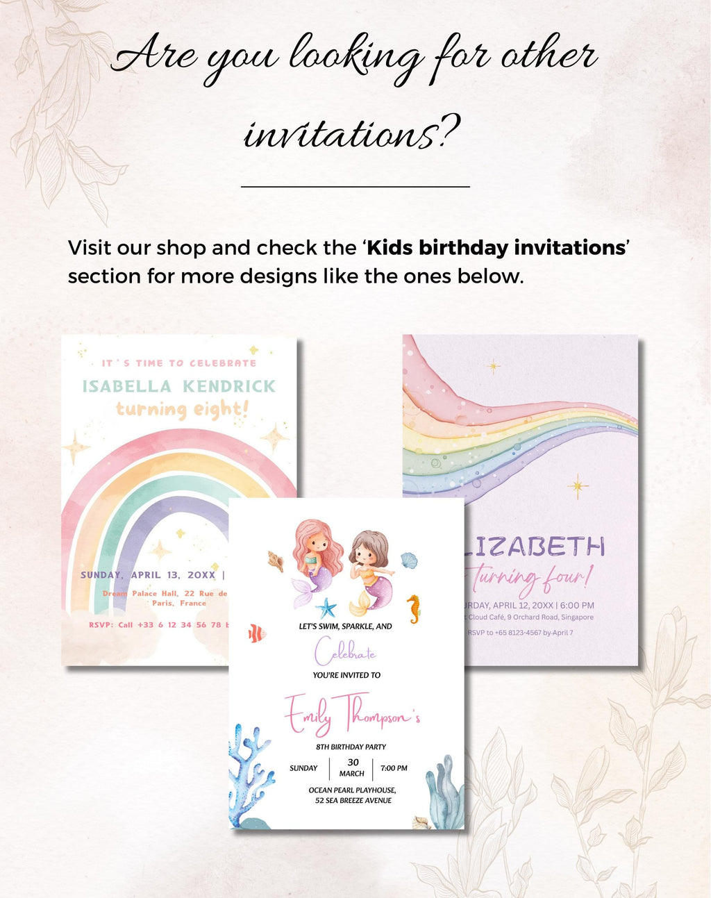 Rainbow Soft Pastel  Birthday Invitation