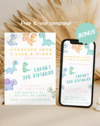 Pastel Dinosaur Birthday Invitation