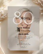80th Birthday Modern Photo Invitation