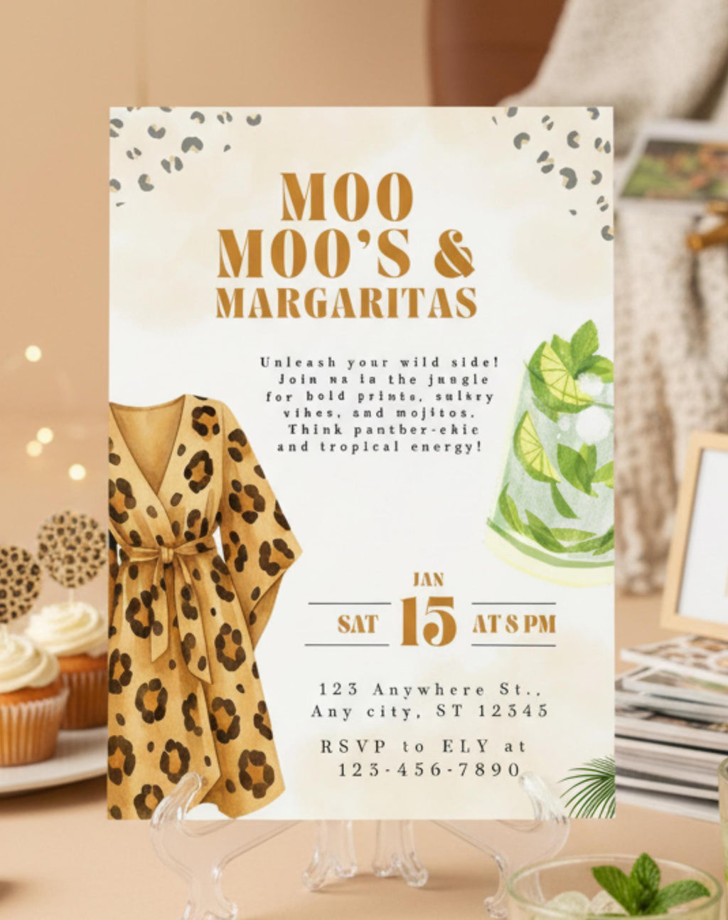 Leopard Print Girls Night Birthday Invitation