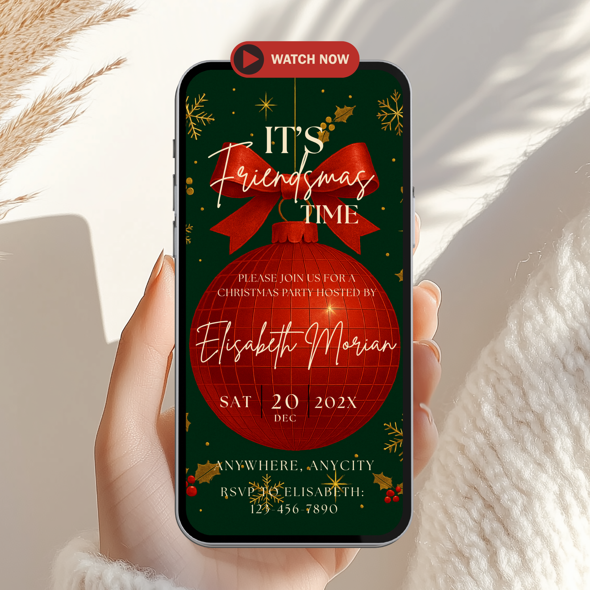 Christmas Colors Friendsmas Invitation Animated Video - main design preview