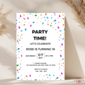 Confetti Colorful 18th Birthday Invitation - main design preview