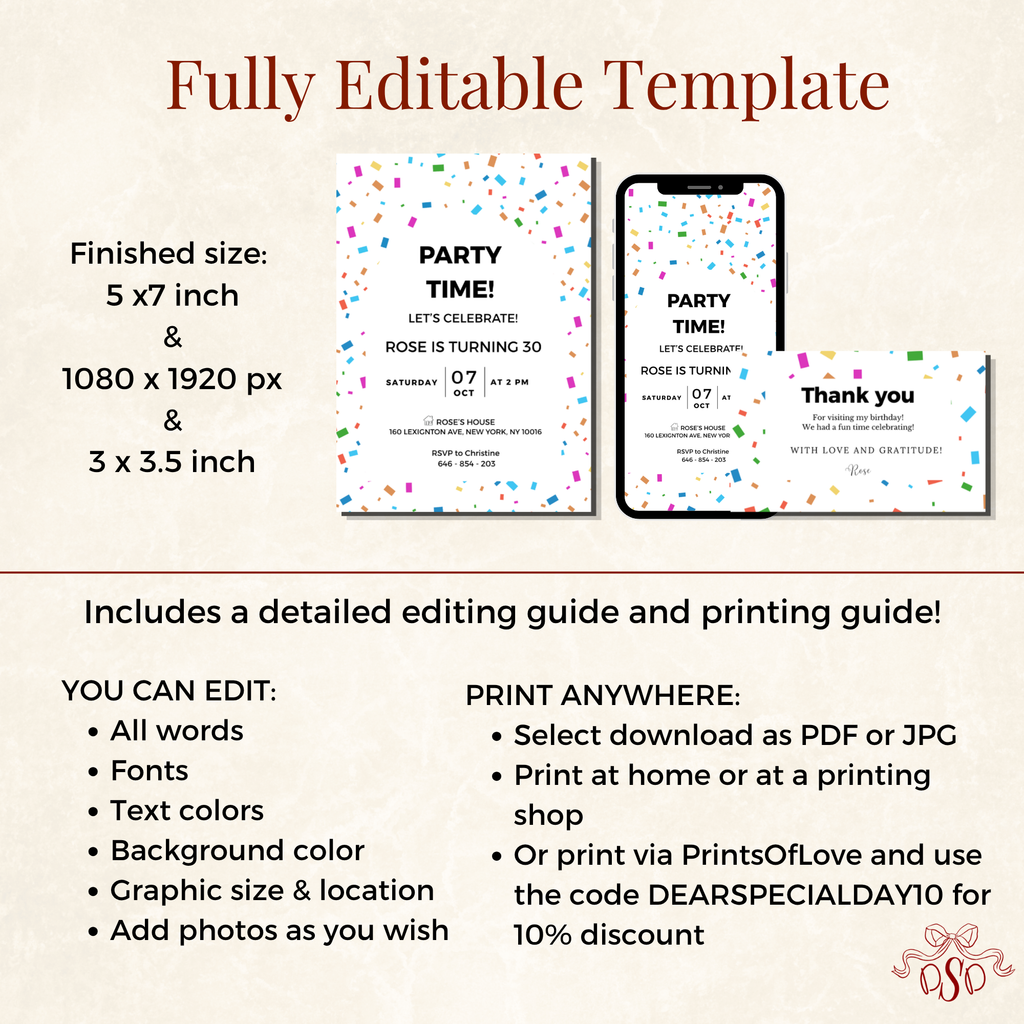 Confetti Colorful 30th Birthday Invitation - additional gallery view