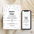 Confetti Colorful 4th Birthday Invitation - editable Canva template gallery image