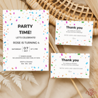 Confetti Colorful 4th Birthday Invitation - printable invite design detail
