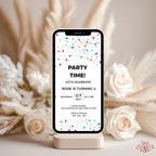 Confetti Colorful 4th Birthday Invitation - styled invitation mockup