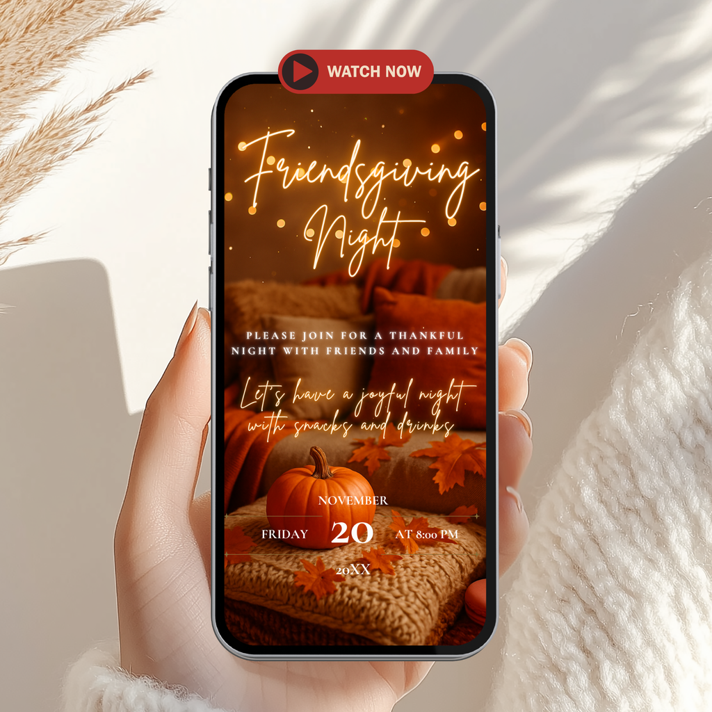 Cozy Friendsgiving Thanksgiving Invitation Animated Video - main design preview