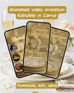 Gold Animated Birthday Brunch Invitation