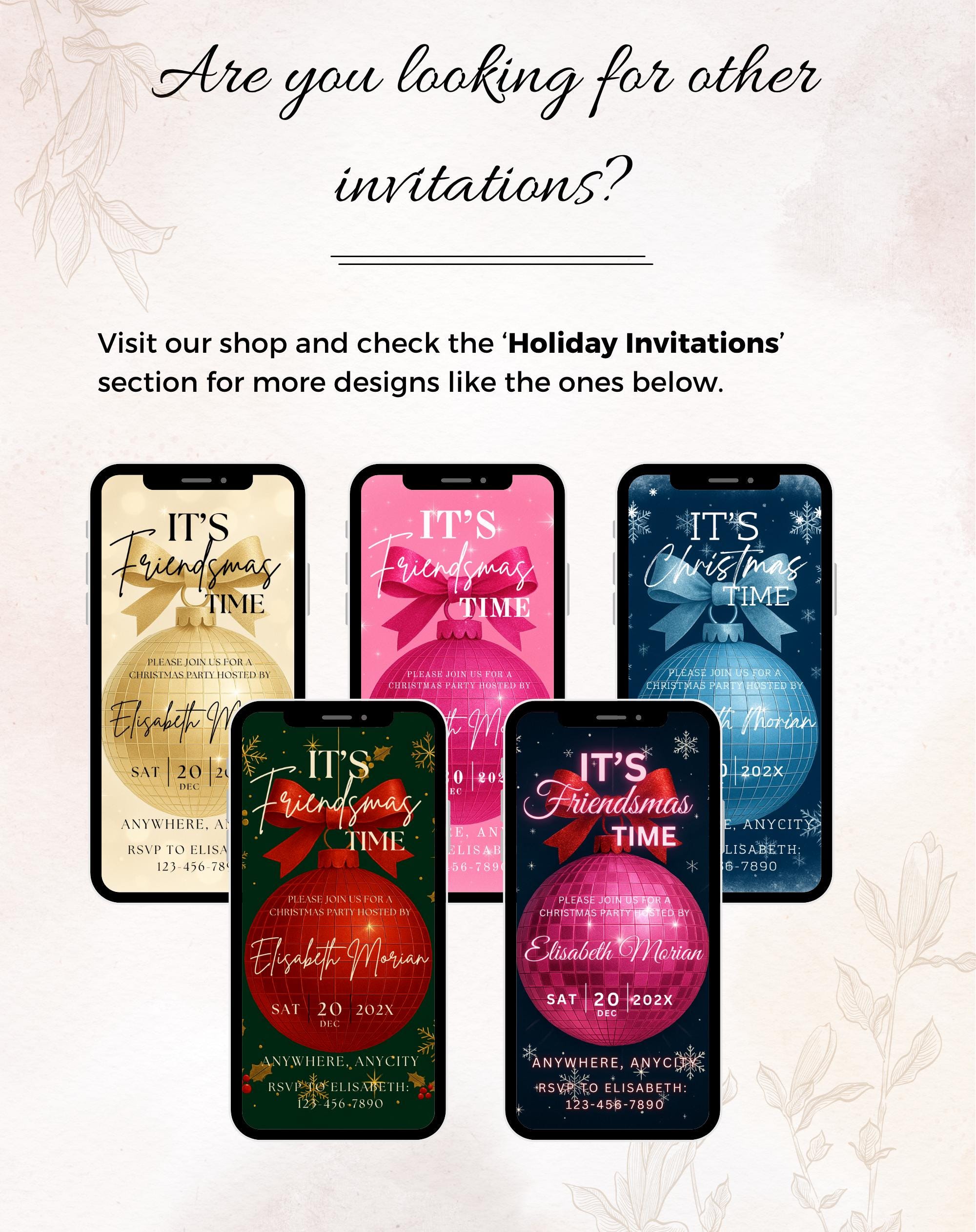 Christmas Pink/Red Retro Friendsmas Party Invitation