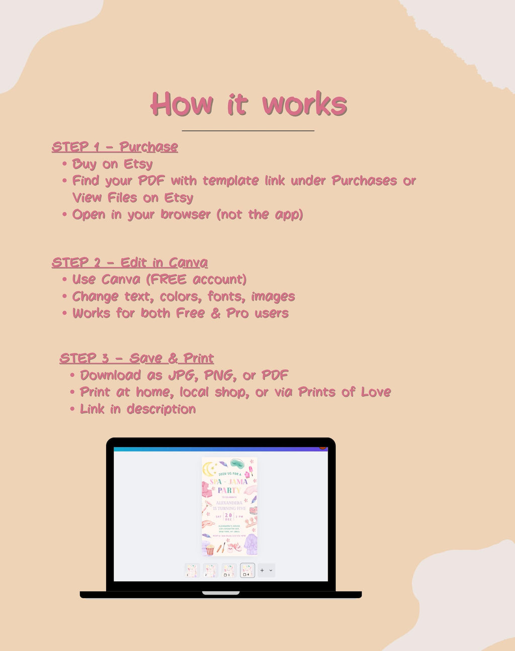 Pastel Spa Pajama Sleepover Party Invitation