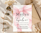 Pink Bow Blush Ribbon Birthday Invitation