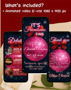 Friendsmas Pink Disco Ball Christmas Party Invitation (E-vite)