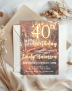40th Gold Glitter Birthday Invitation