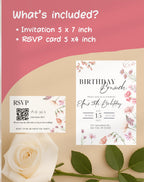 Pink Wildflower Birthday Brunch Invitation