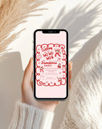 Christmas Pink/Red Retro Friendsmas Party Invitation (E-vite)