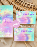 Unicorn Sparkle Rainbow Birthday Invitation