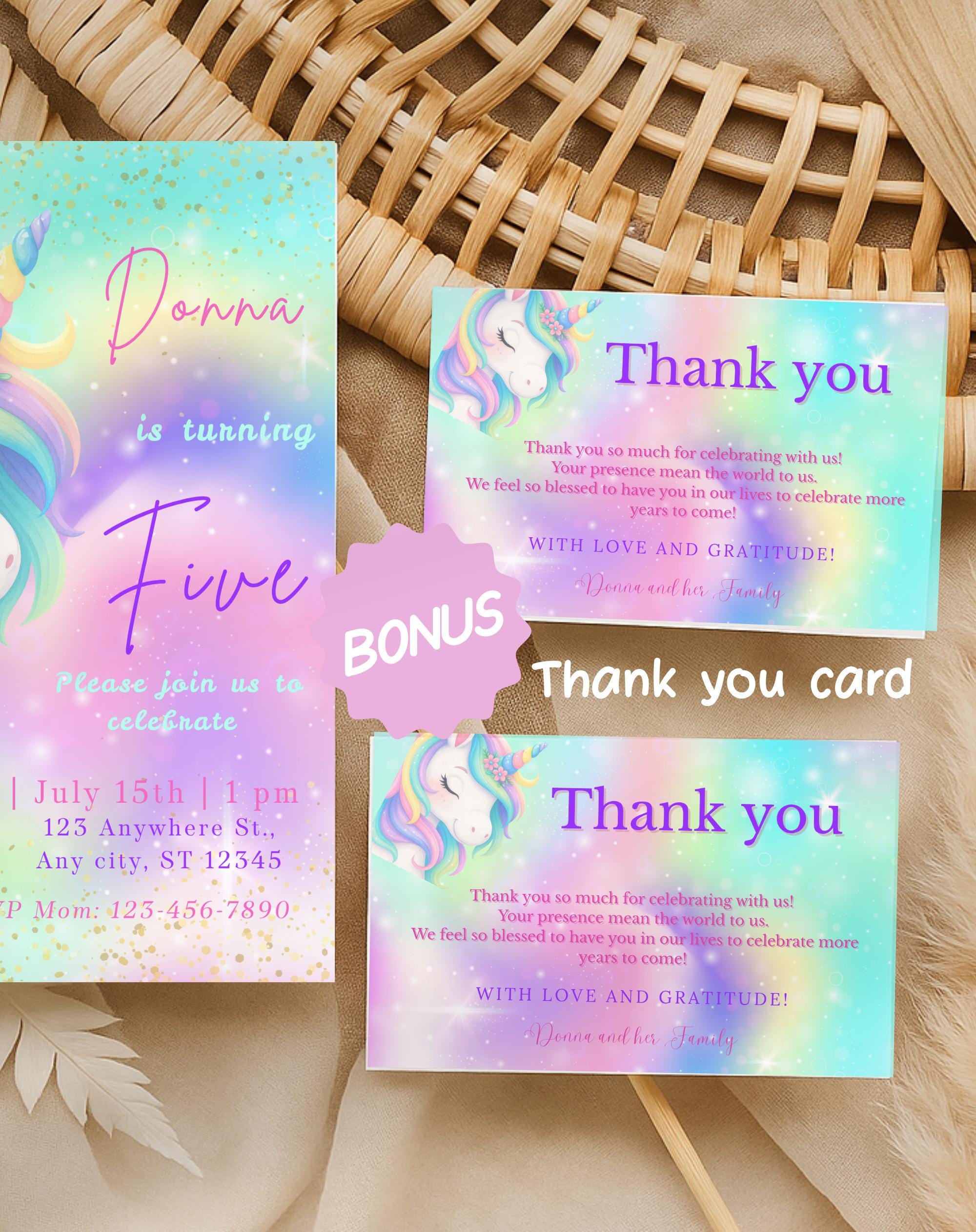 Unicorn Sparkle Rainbow Birthday Invitation