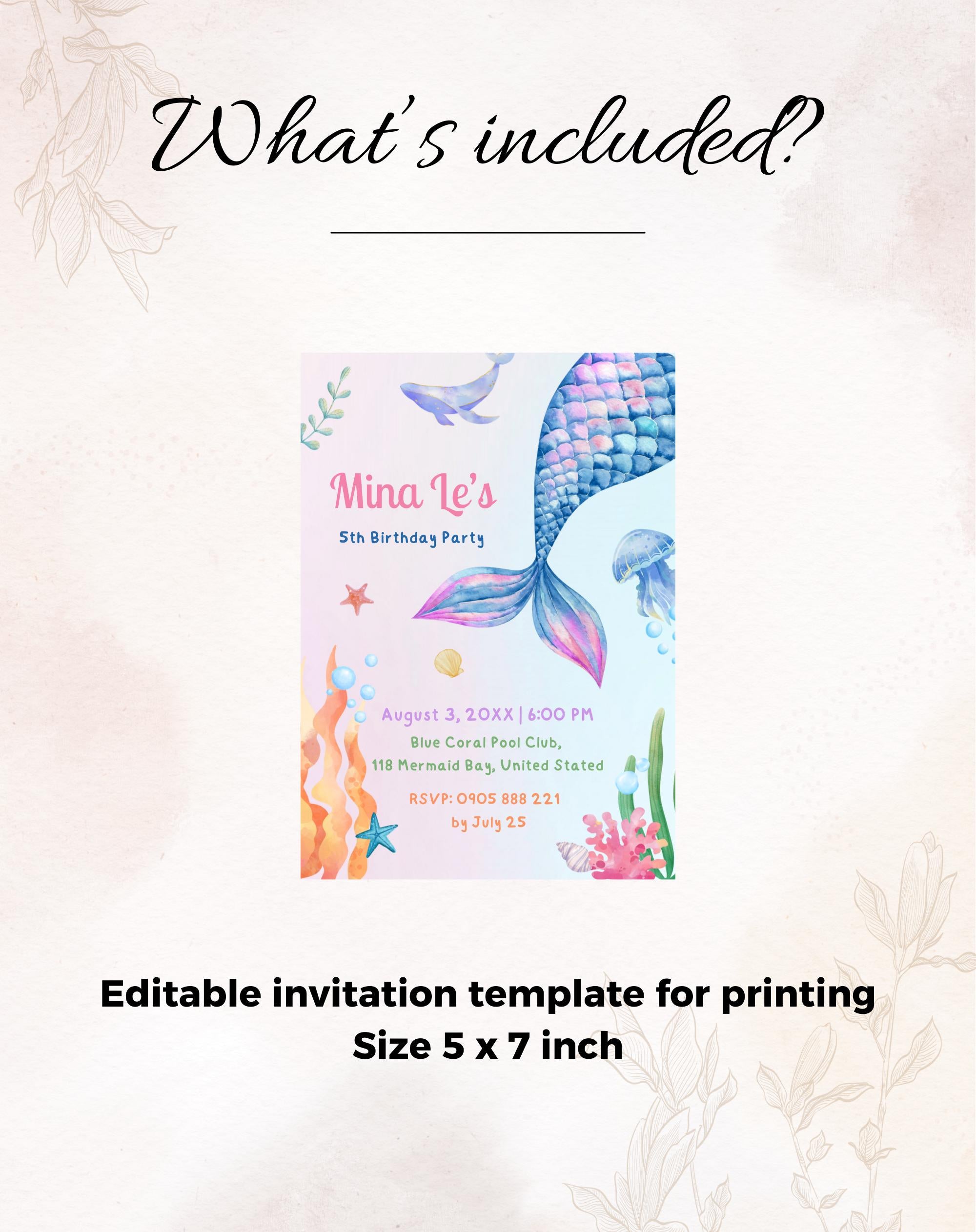 Mermaid Tail Birthday Invitation