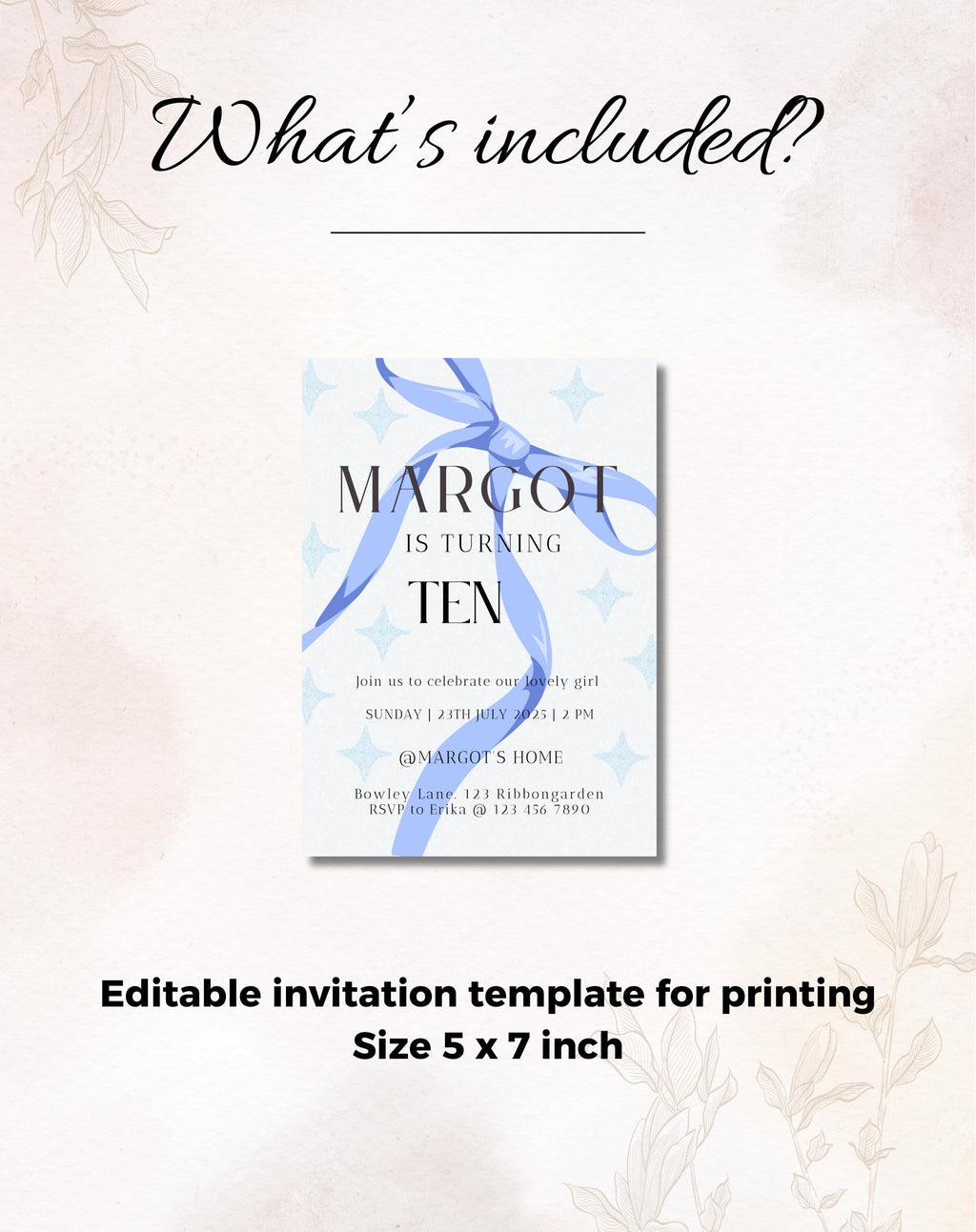 Blue Ribbon Birthday Party Invitation