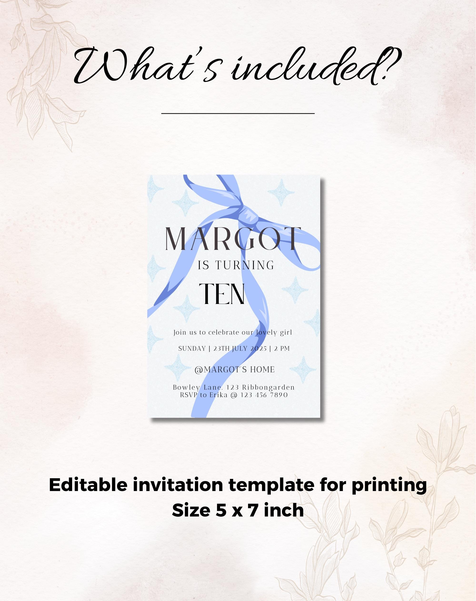Blue Ribbon Birthday Party Invitation