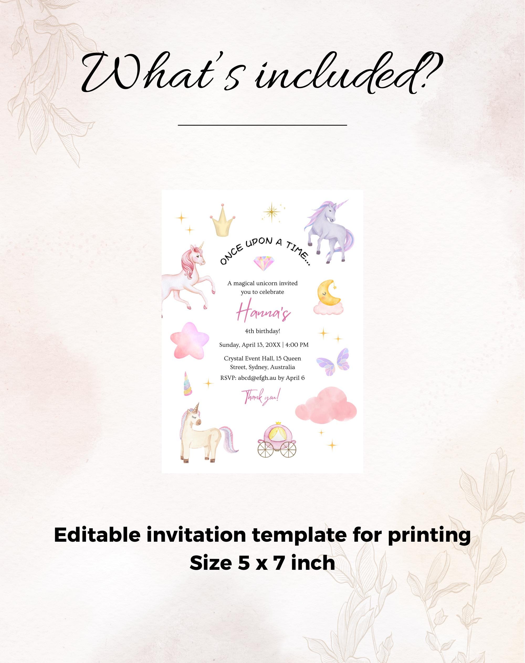 Unicorn Soft Pastel Storybook Birthday Invitation